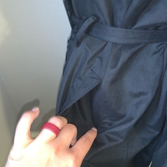 Revolve Amuse Society Black Ginger Woven Trench Coat Jacket Size Small Ruffle - Picture 5 of 9